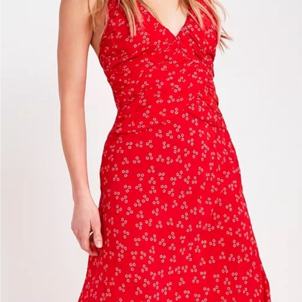 Finders Keepers Red Floral Midi Dress